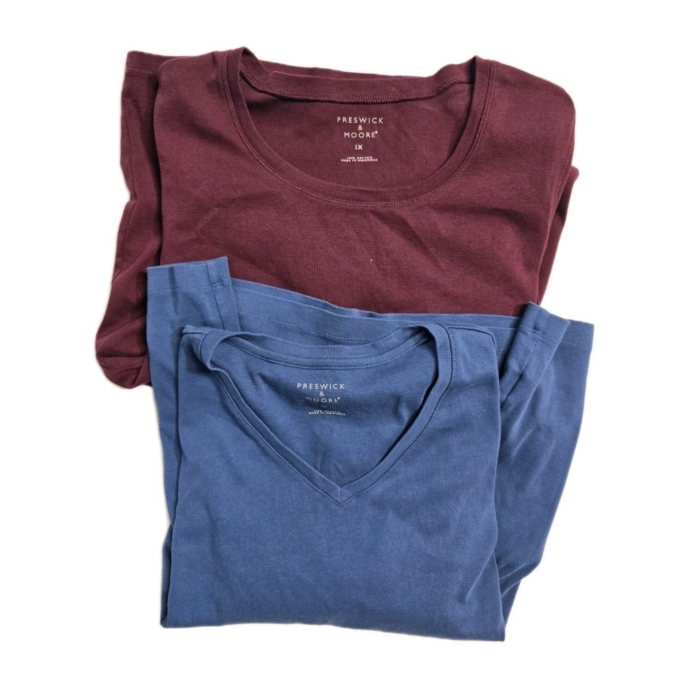 preswick and moore shirt Women's  Cotton  Blue Red 1X Women's‎  Lot Of 2